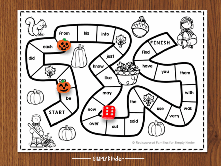 FREE Printable Sight Word Game To Make For Fall Simply Kinder