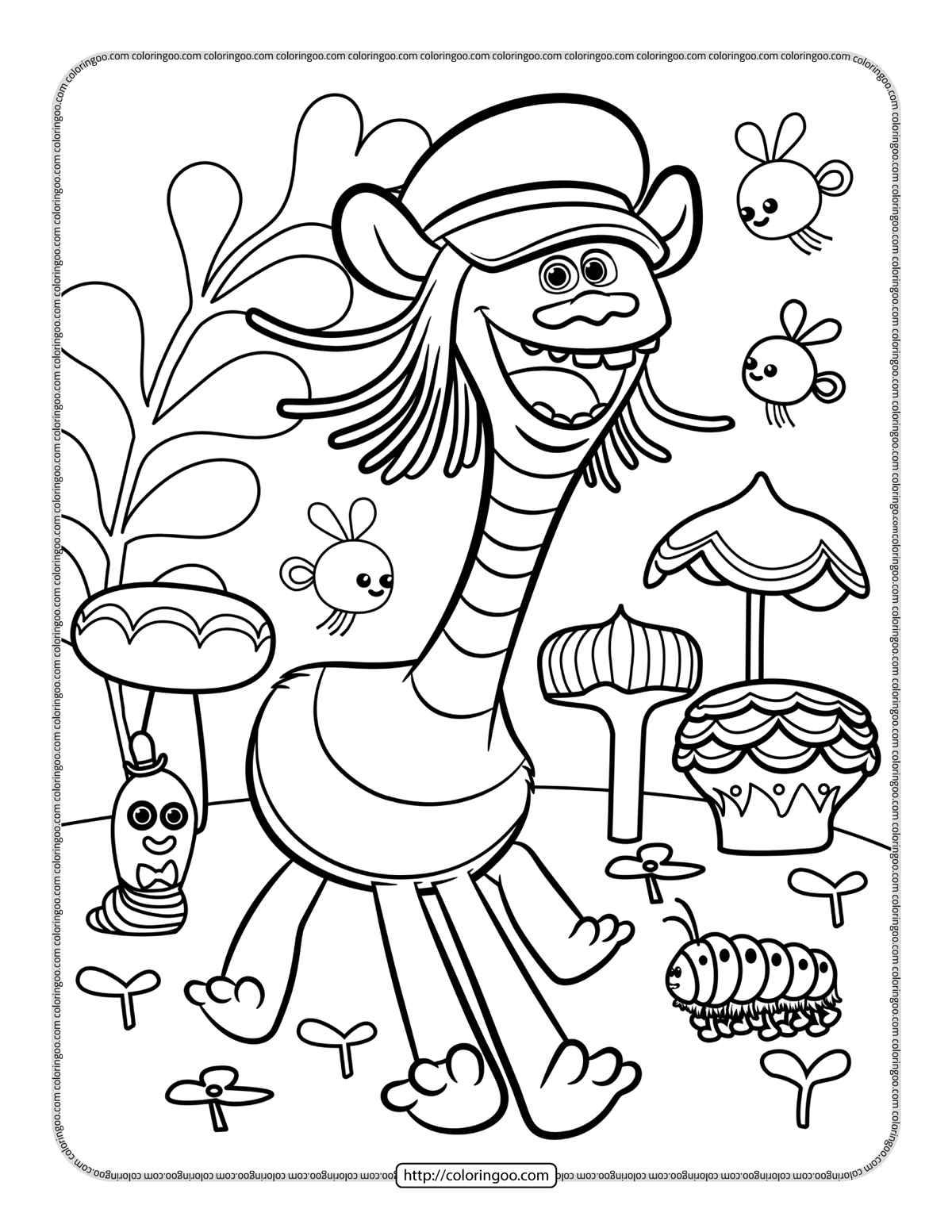 Free Printable Troll Coloring Pages