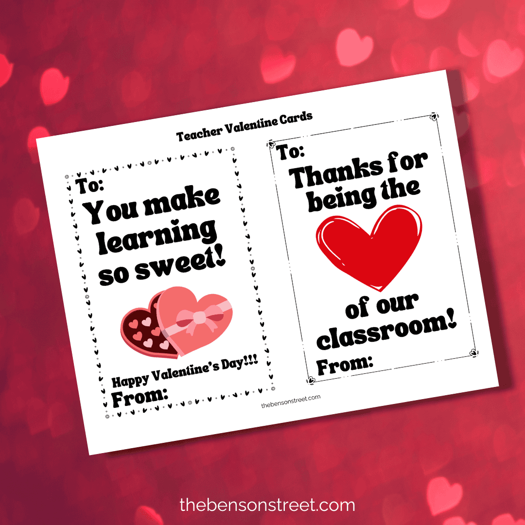 Printable Teacher Valentine Cards Free