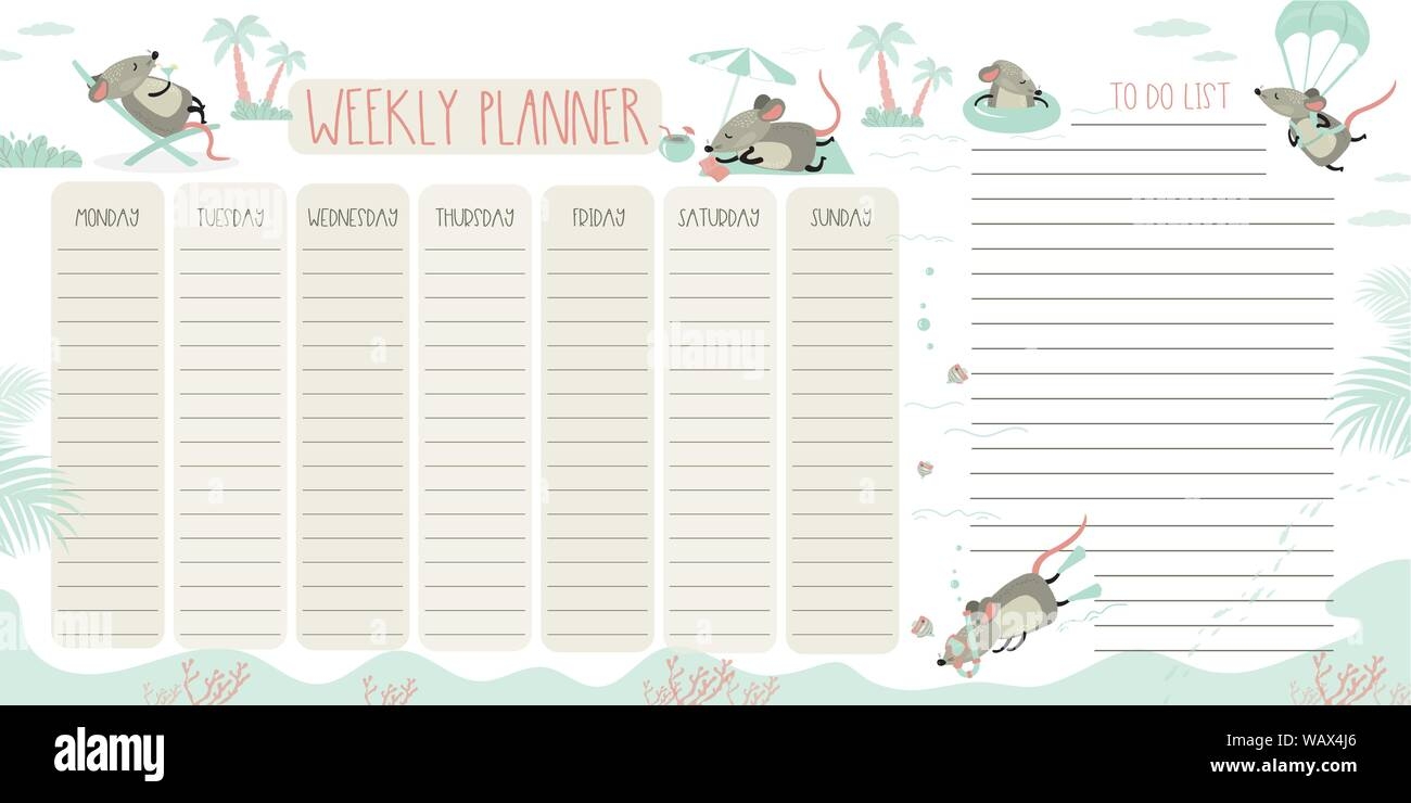 Free Printable Weekly Planner Template Hi res Stock Photography And Images Alamy