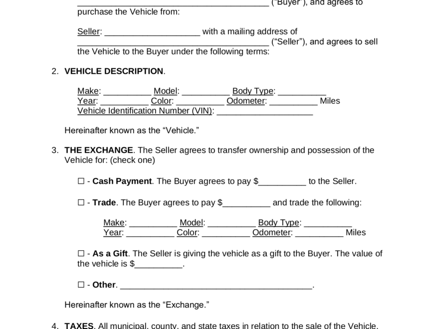 Free Texas Bill Of Sale Forms 4 PDF Word EForms