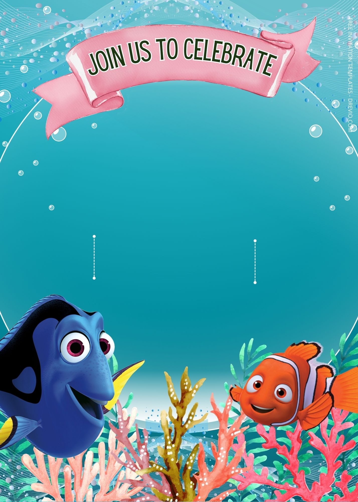 FREE Under The Sea Finding Nemo Birthday Invitation Templates Worksheets Library