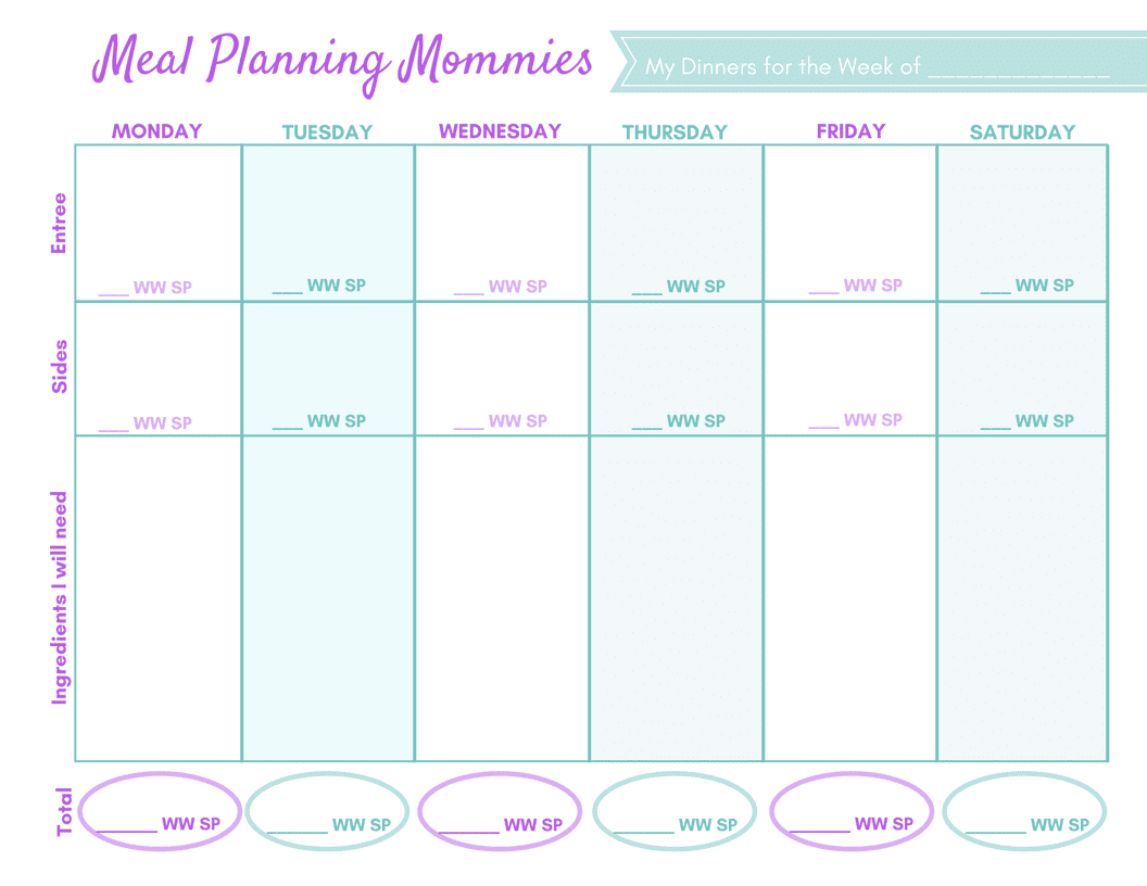 Free Printable Weight Watchers Food Journal