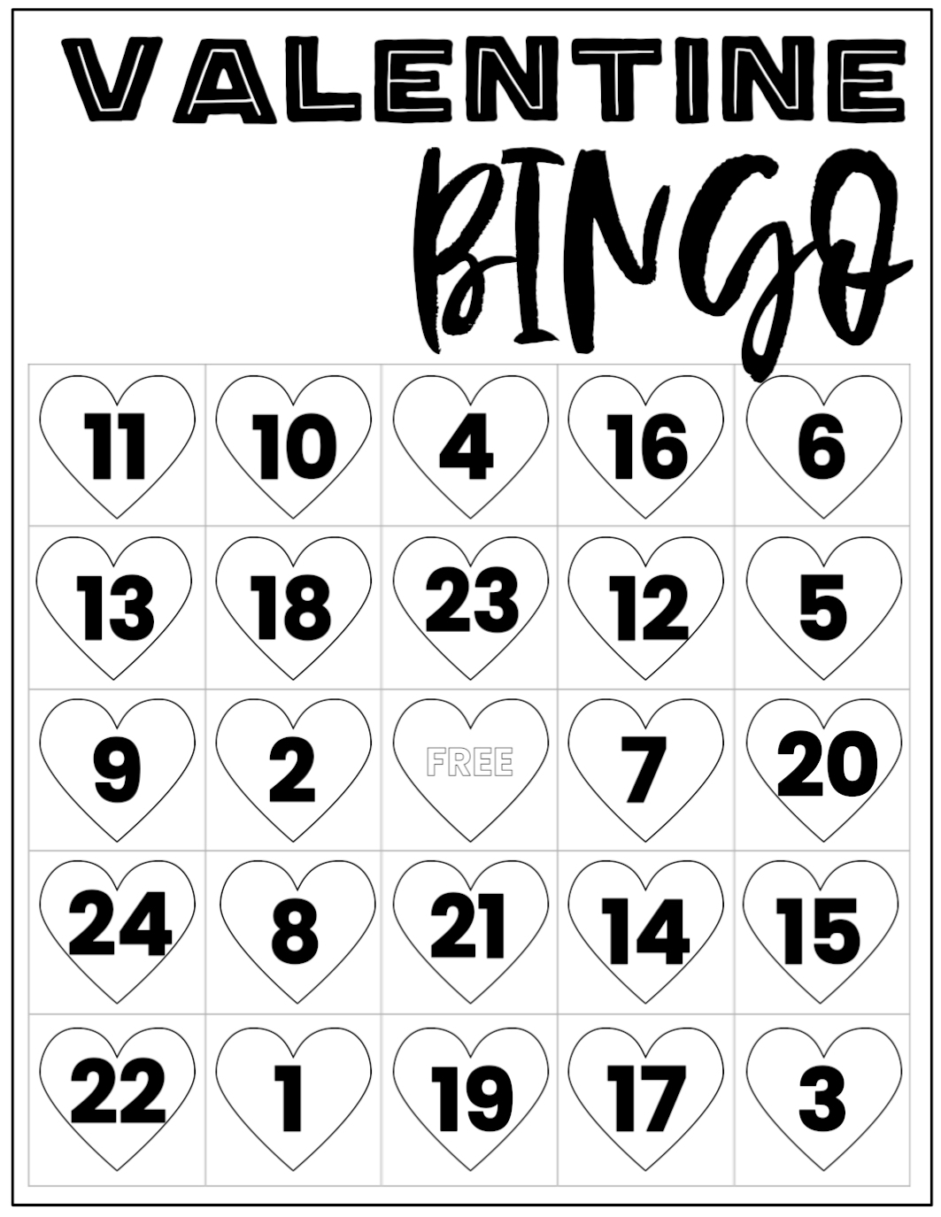 Free Valentine Bingo Printable Cards Paper Trail Design