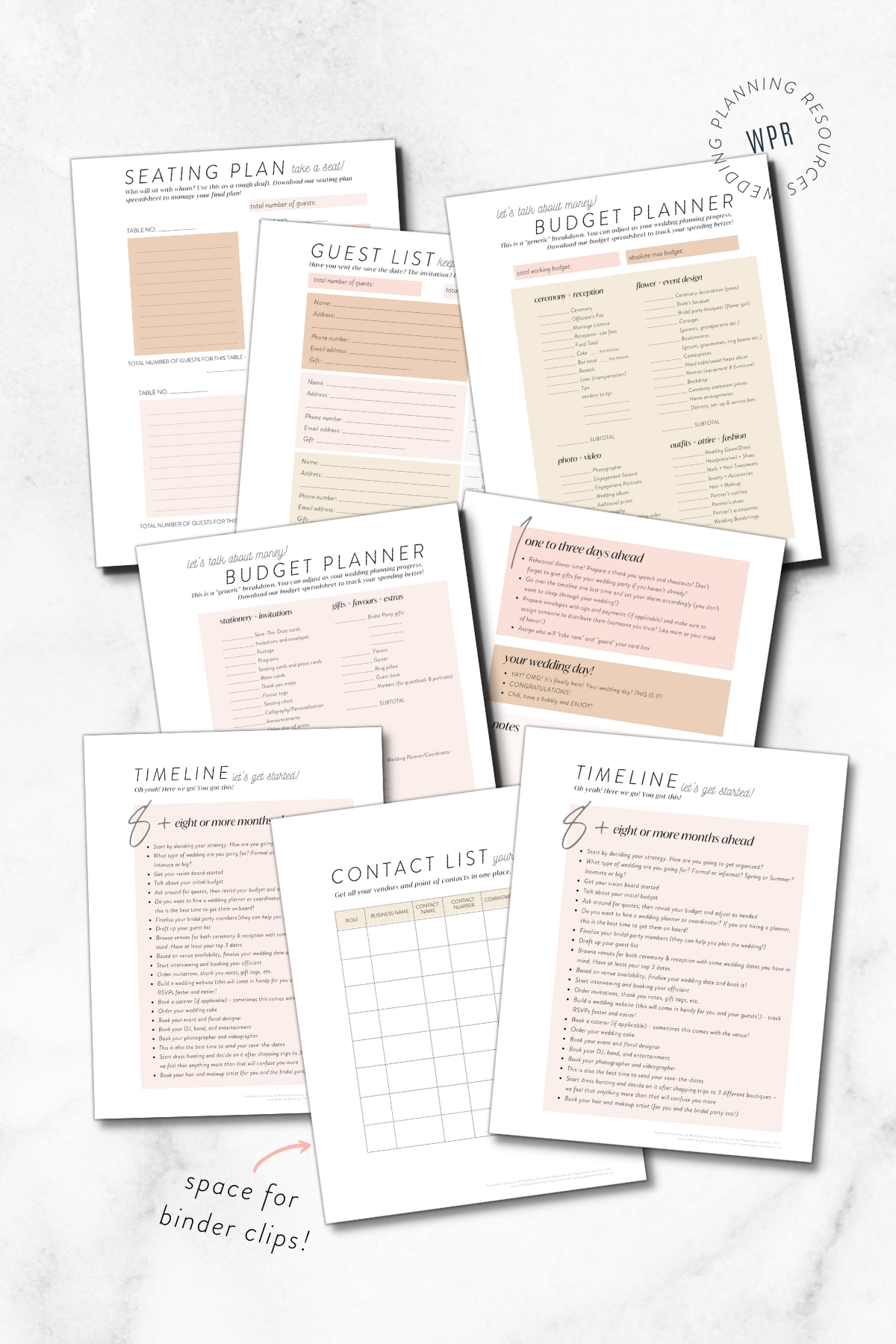 Free Printable Wedding Planner Templates
