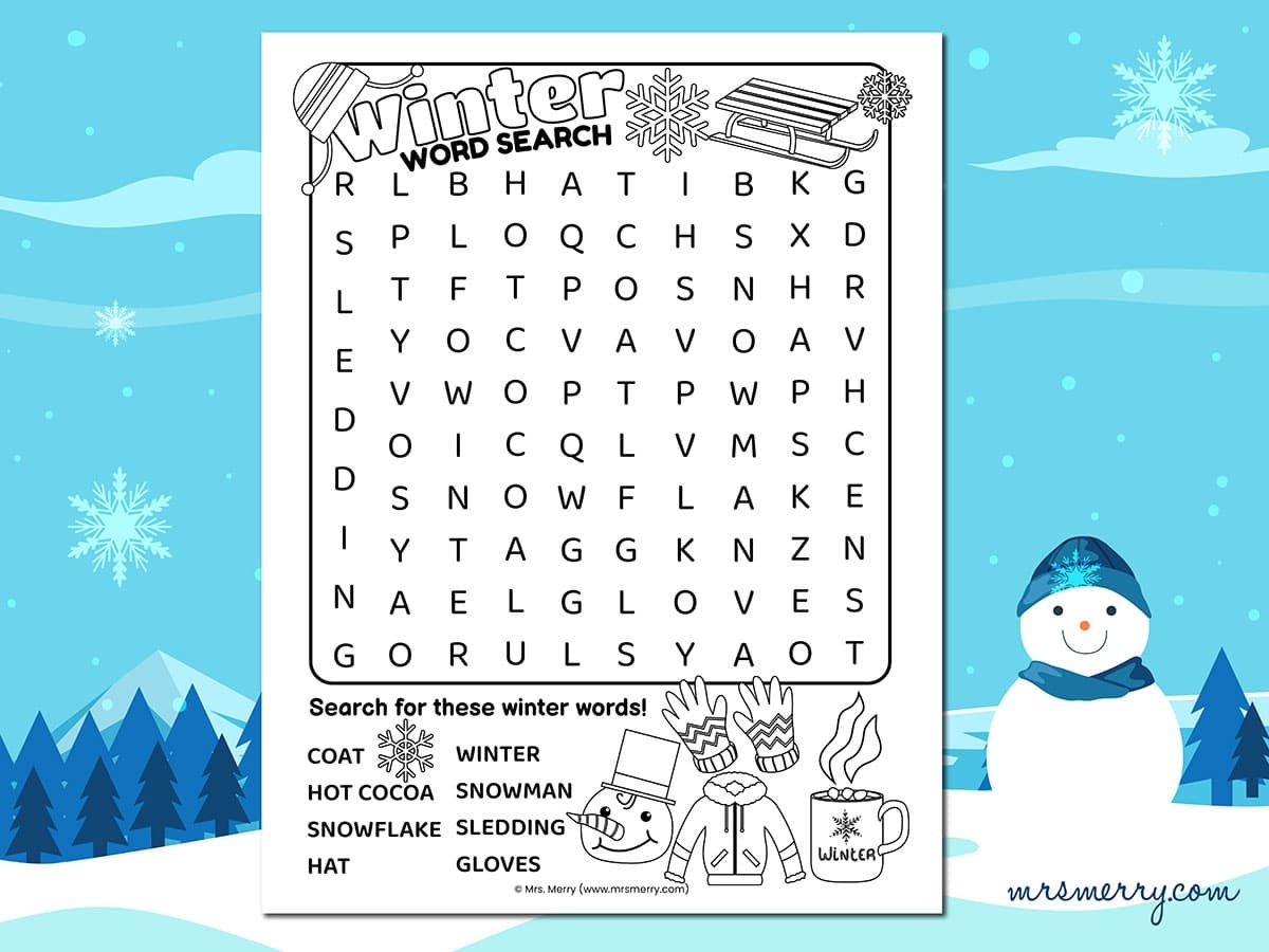 Free Printable Winter Word Search