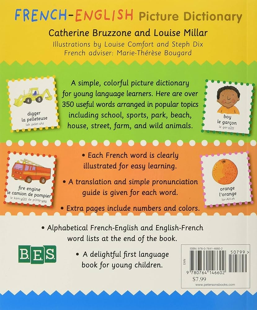 French English Picture Dictionary Learn French For Kids 350 Words With Pictures Learning Books Homeschool Supplies For Toddlers 1 3 First Bilingual Picture Dictionaries Bruzzone Catherine Millar Louise Comfort Louise Dix Steph 