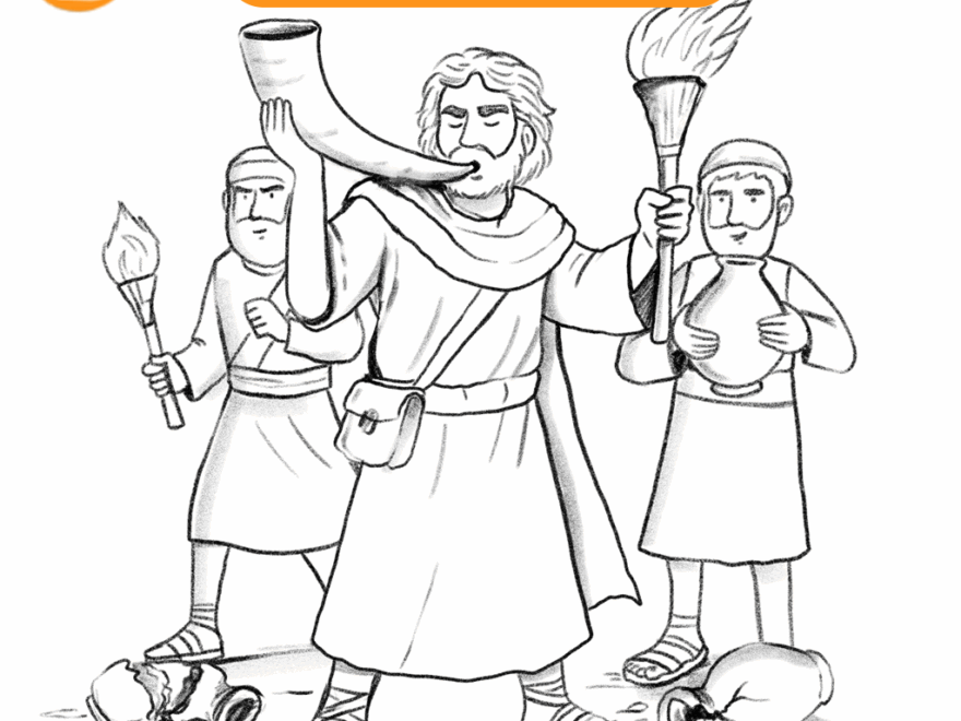 Gideon s Victory Over The Midianites Coloring Page Bible Story Clipart