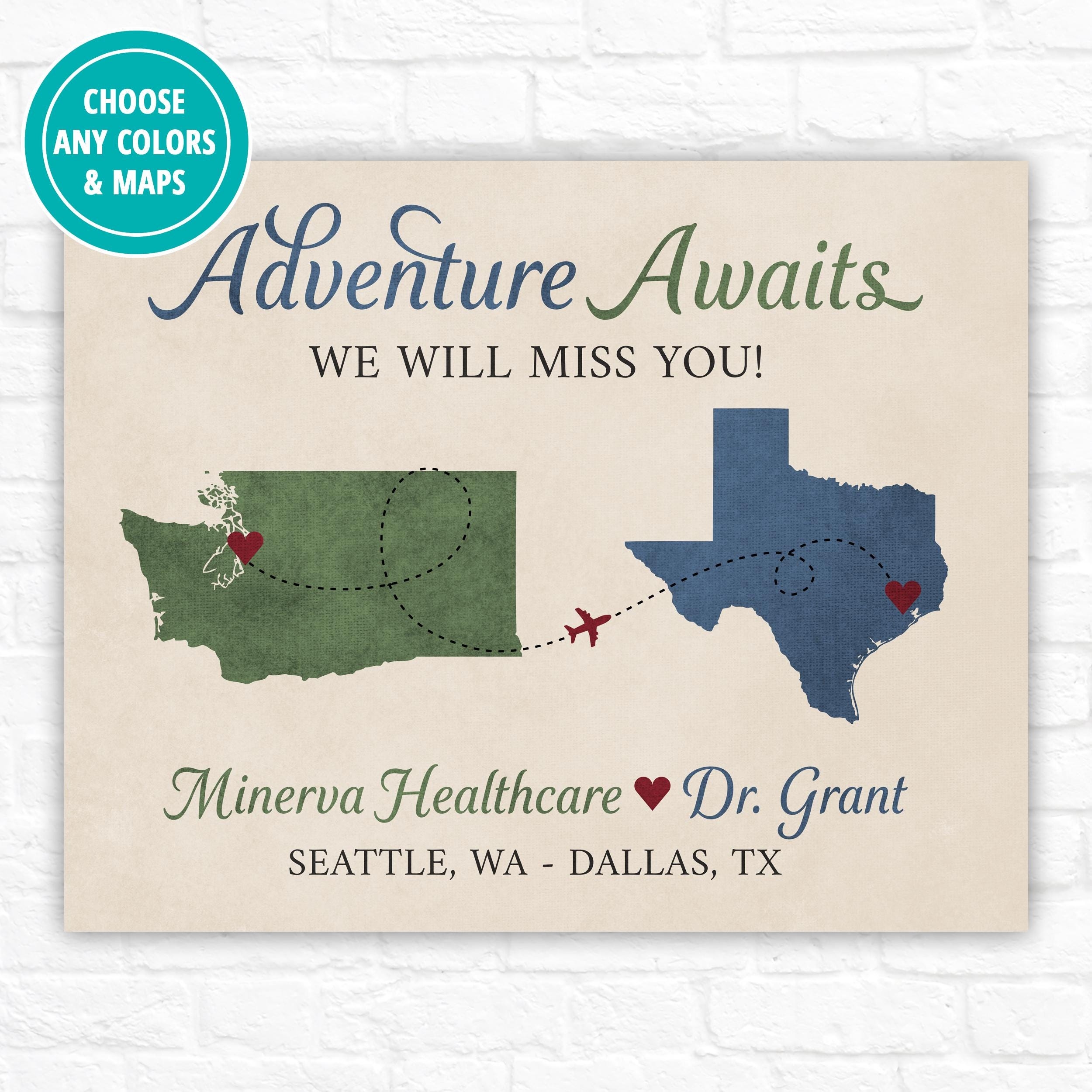 Gift For Coworker Moving Leaving Company New Job Gifts Adventure Awaits Maps Healthcare Company Retirement Retiring In Florida Office