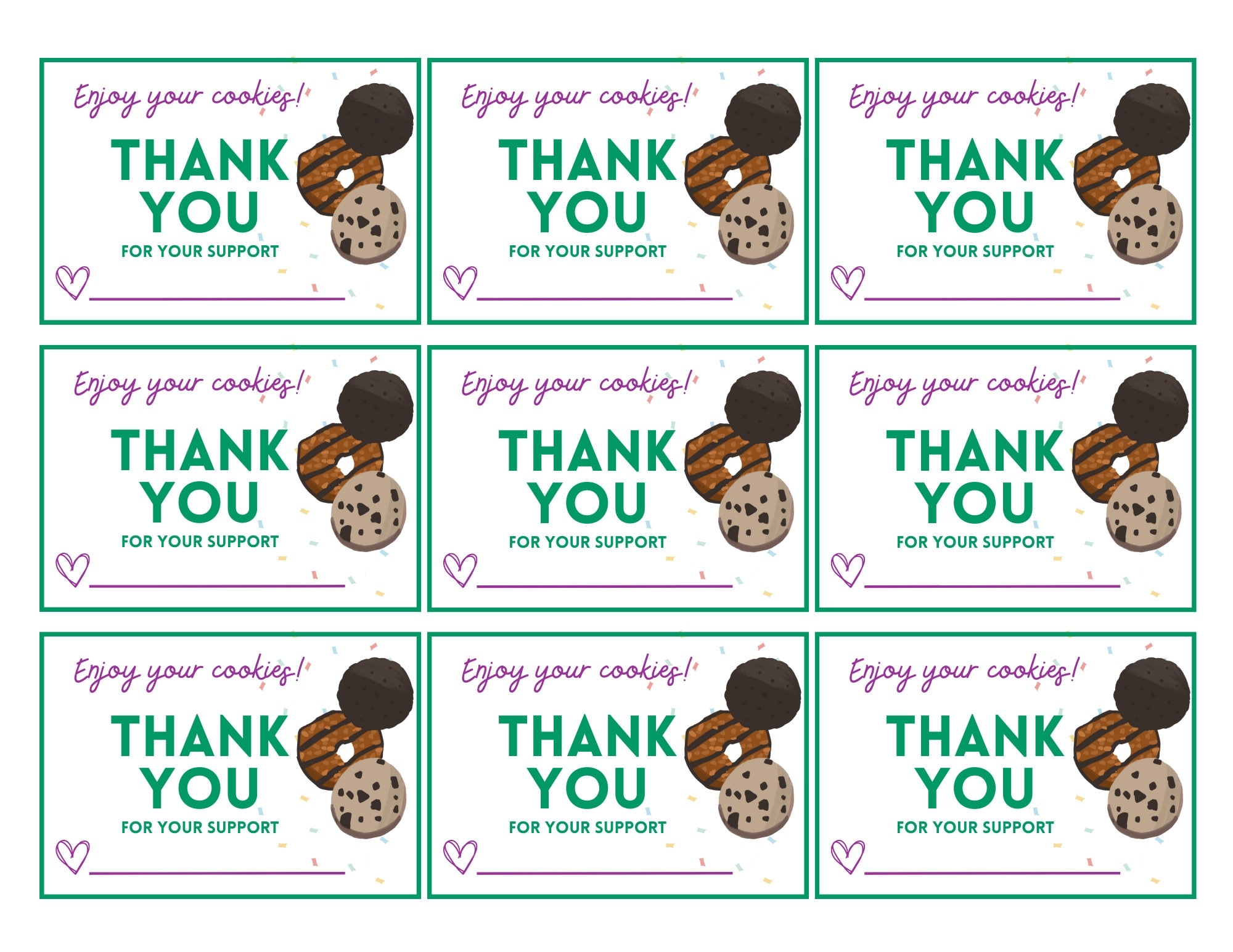 Girl Scout Cookie Thank You Card Download And Print Girl Scout Cookie Card Girl Scout Cookie Card Etsy