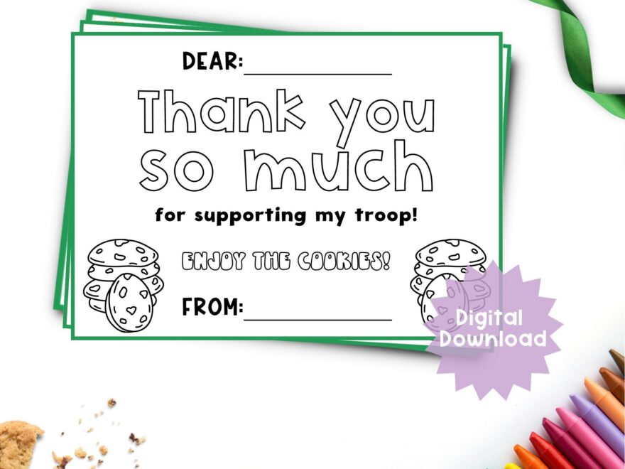 Girl Scout Cookie Thank You Girl Scouts Printable Girl Scout Coloring Page Daisy Girl Scout Thank You Brownie Girl Scout Digital Download Etsy