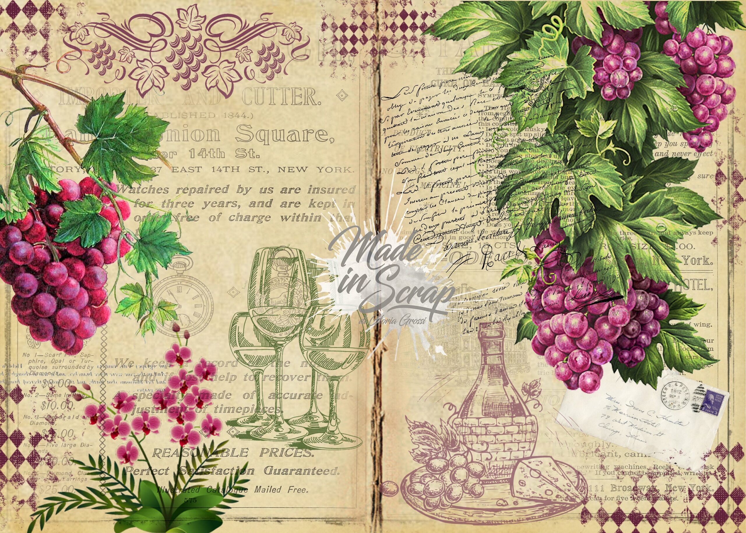 Grapes And Wine Digital Journal 1 Etsy