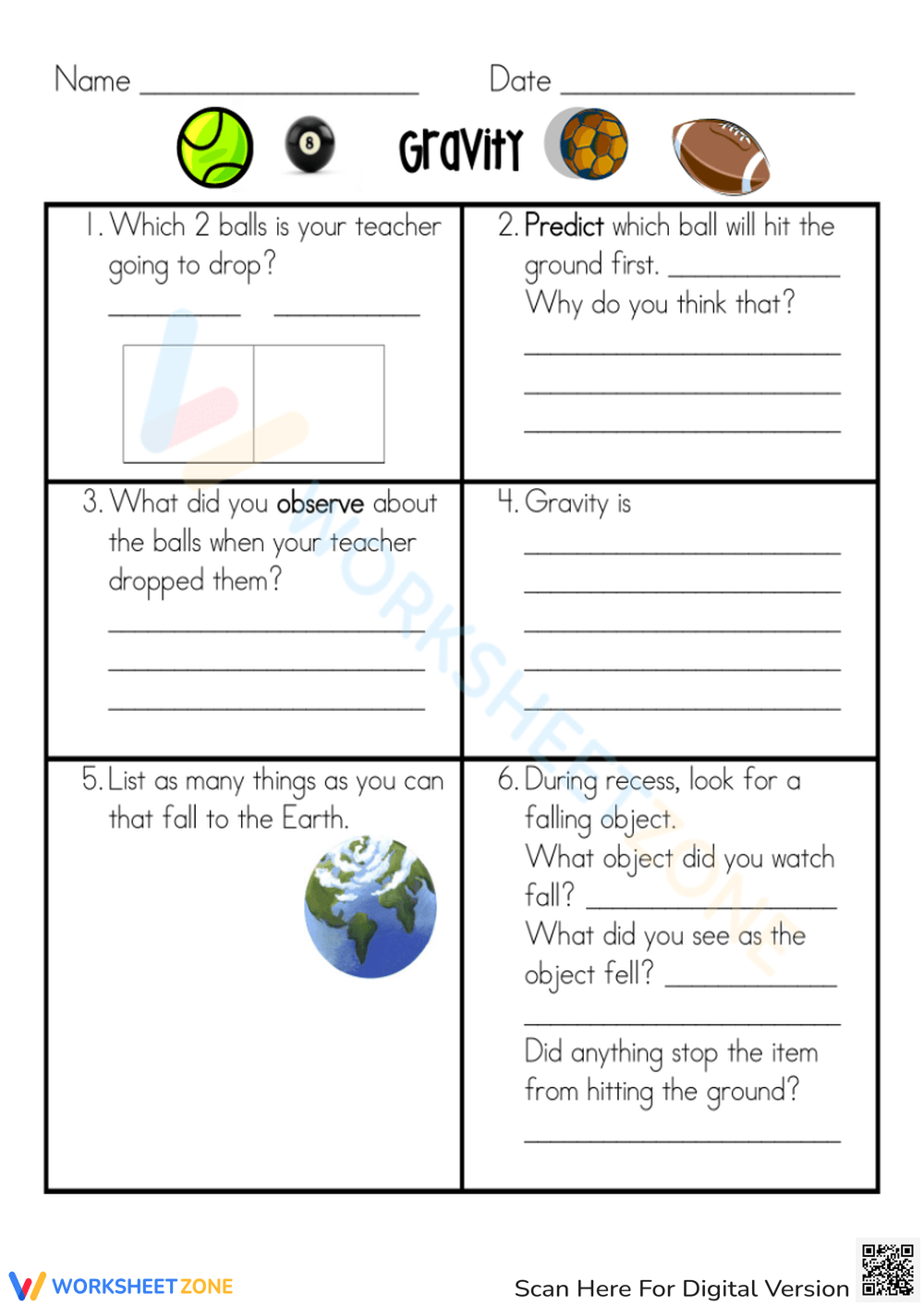 Gravity Worksheets 2025