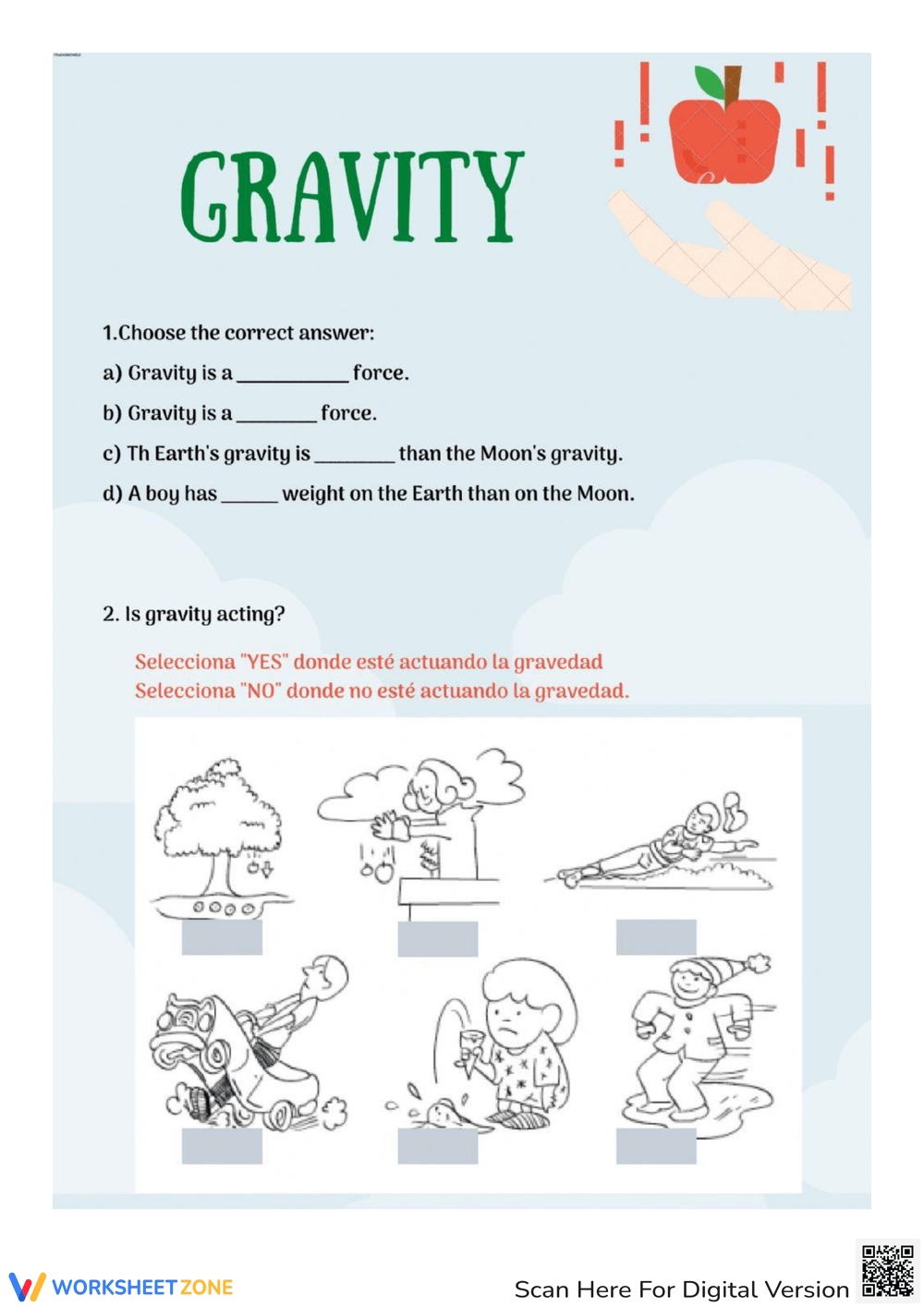 Gravity Worksheets 2025