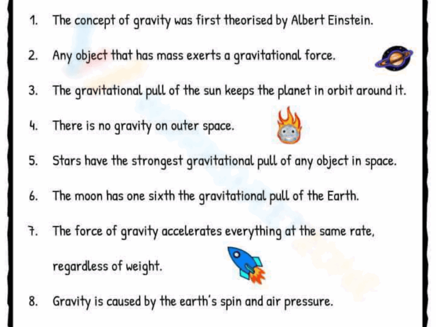Gravity Worksheets 2025