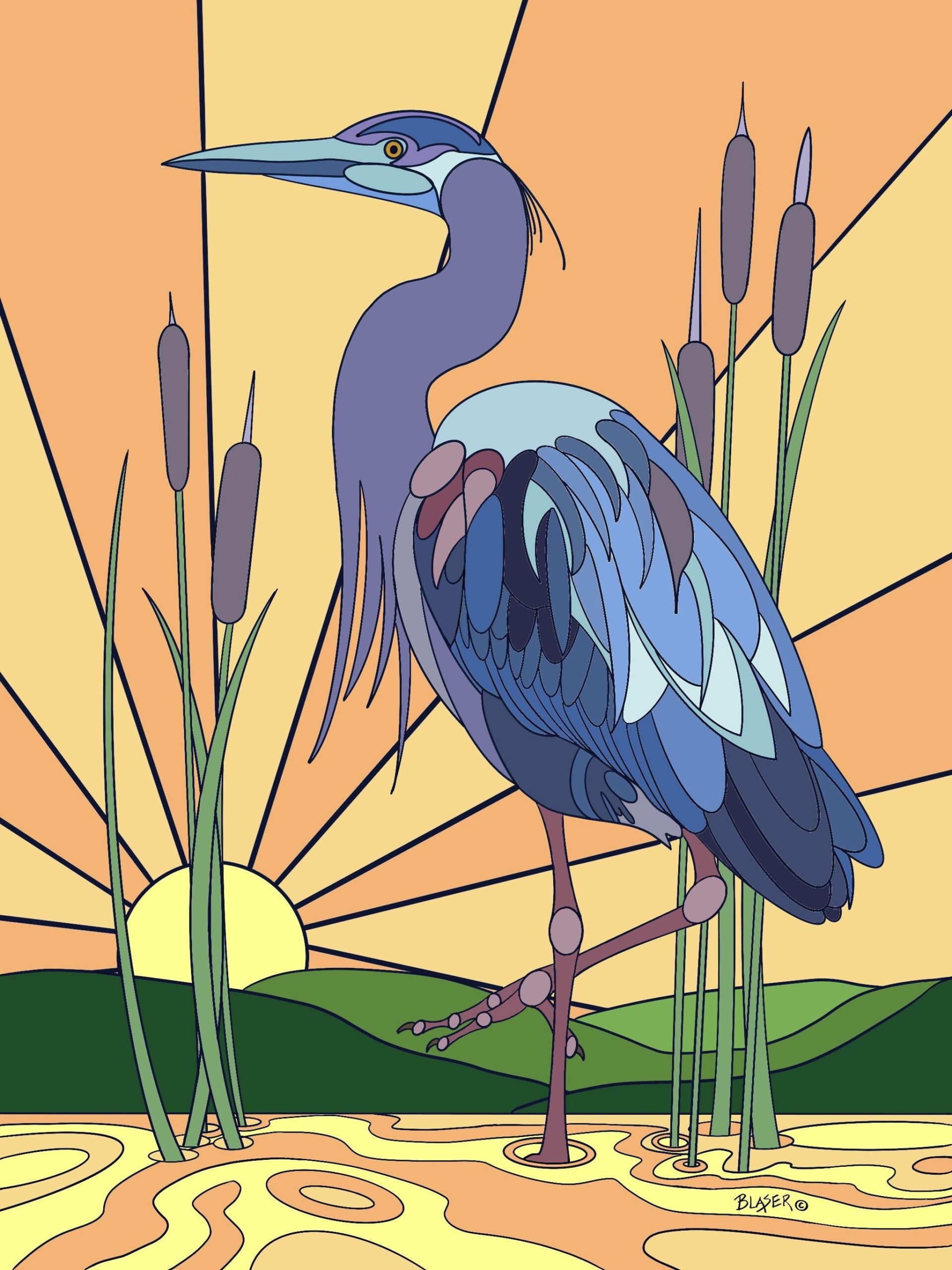 Great Blue Heron Coloring Page Instant Digital Download Printable Activity Sheet Nature Adults Relaxing Intricate Bird Coloring Page Etsy