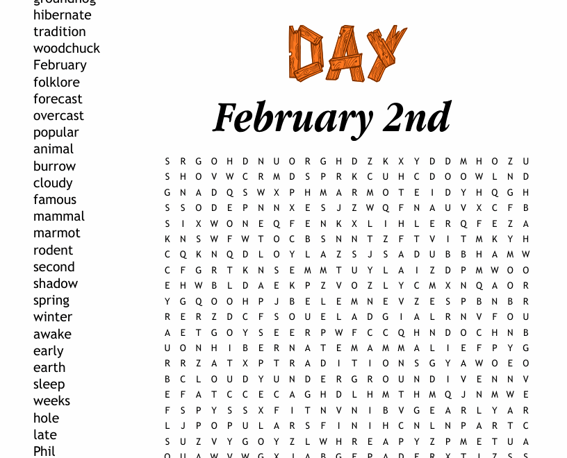 Groundhog Day Word Search WordMint