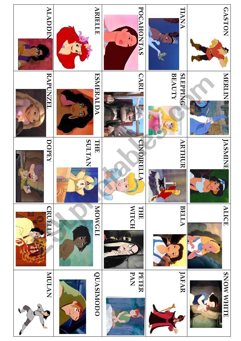 Guess Who Disney Version physical Description Yes No Questions Be Have Got ESL Worksheet By Linou 