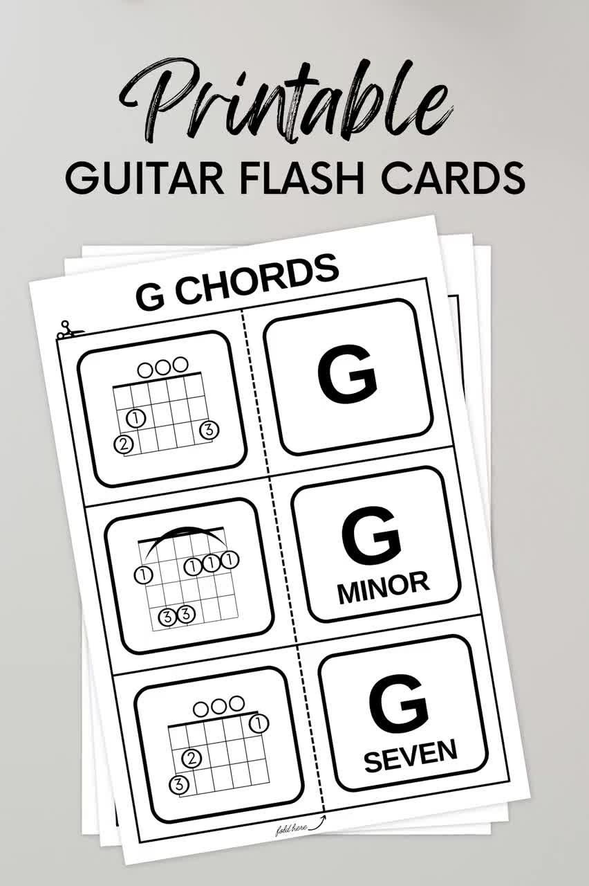 Guitar Chord Flash Cards For Beginners Printable At Home On Standard US Letter Size Play The Acoustic Instant Download Teacher PDF Electric Etsy