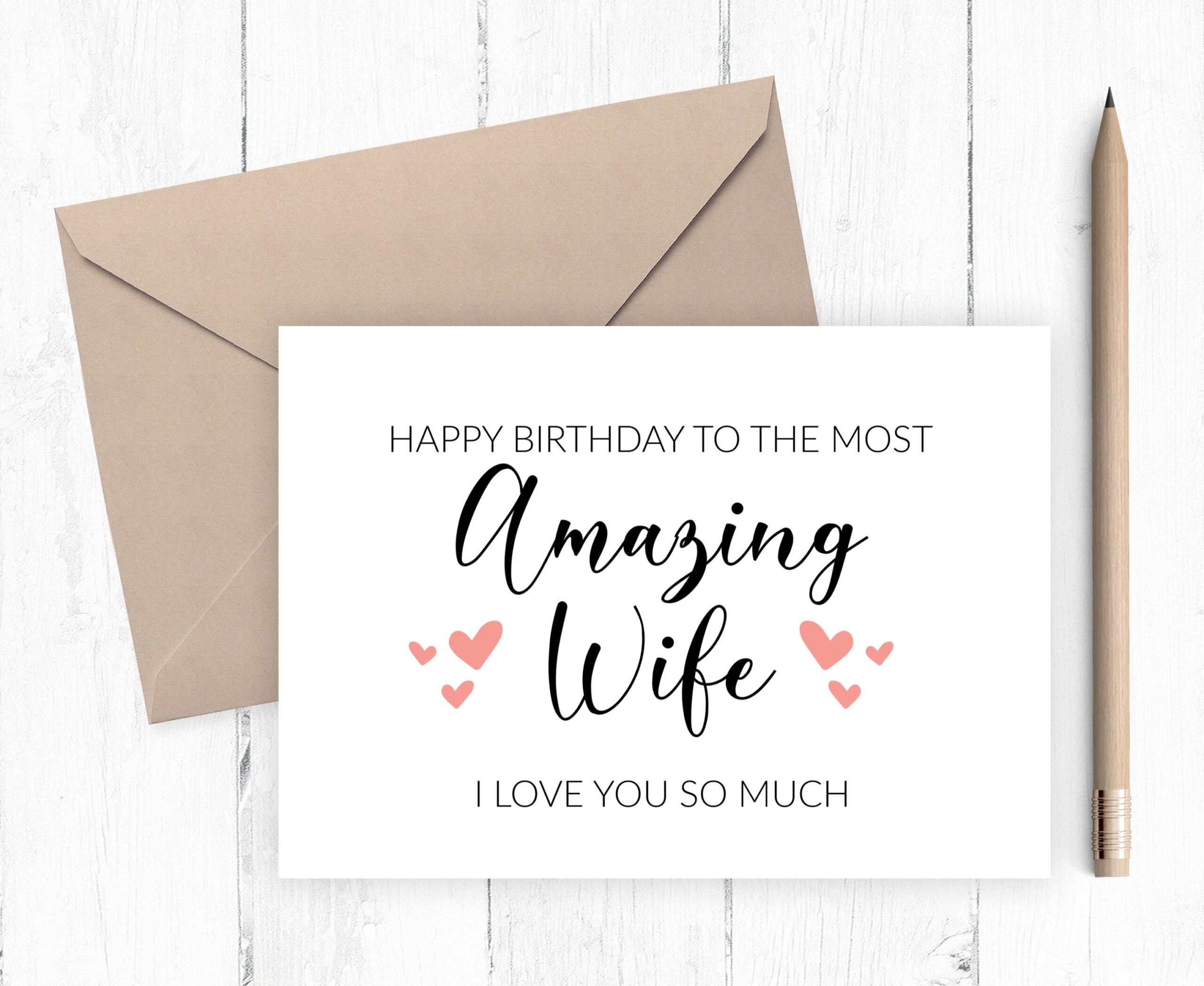 Happy Birthday To Wife Printable Card Instant Download Birthday Card Card For Her Card For Wife JPG PDF 5x7 8x10 Etsy