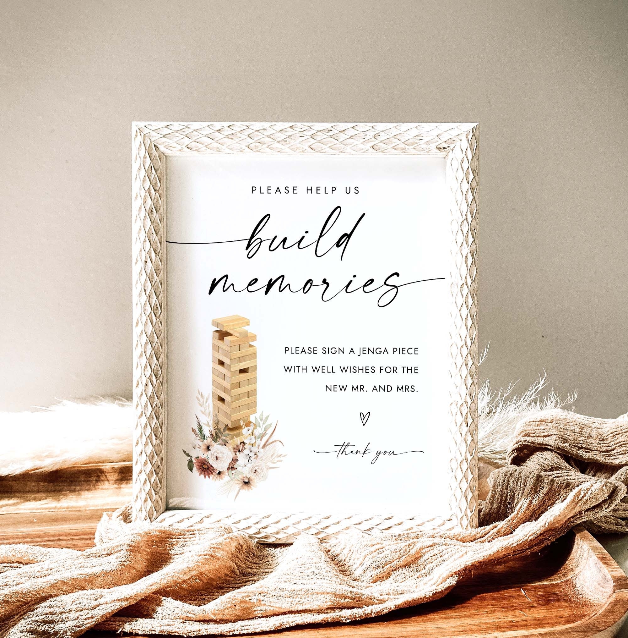 Help Us Build Memories Sign Floral Wedding Guestbook Wedding Jenga Guestbook Sign Printable Wedding Jenga Sign Leave Your Wishes Sign W4 S1 Etsy