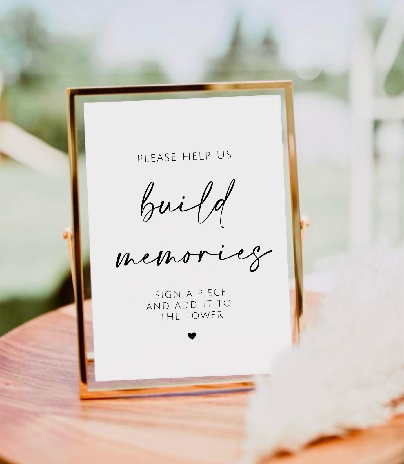 Help Us Build Memories Sign Minimalist Wedding Jenga Guestbook Sign Printable Wedding Guest Book Table Sign Jenna Guest Sign In Book Etsy