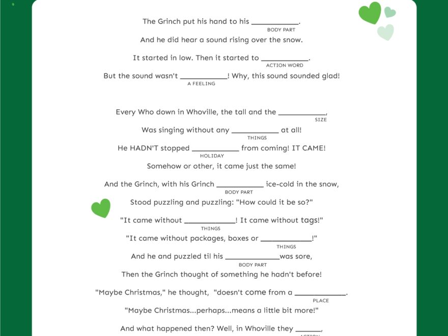 Hilarious Christmas Mad Libs Free Printable Play Party Plan