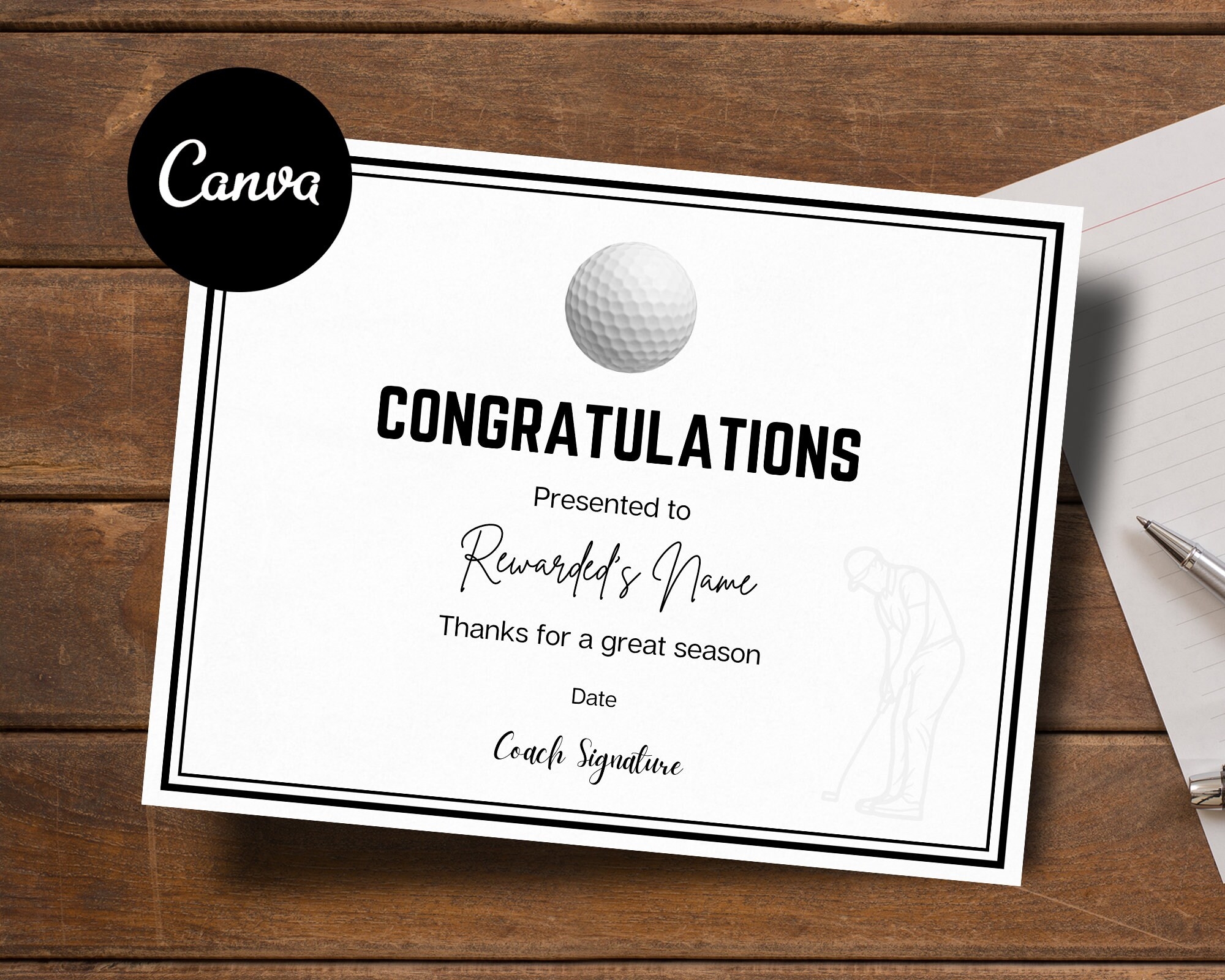 Hole In One Certificate Etsy UK
