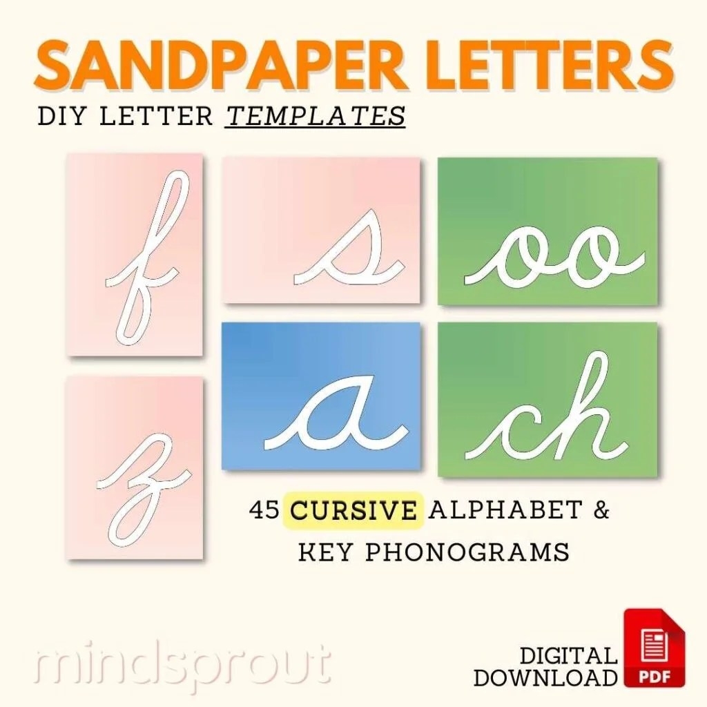 Montessori DNealian Alphabet Free Printable For Sandpaper Cards