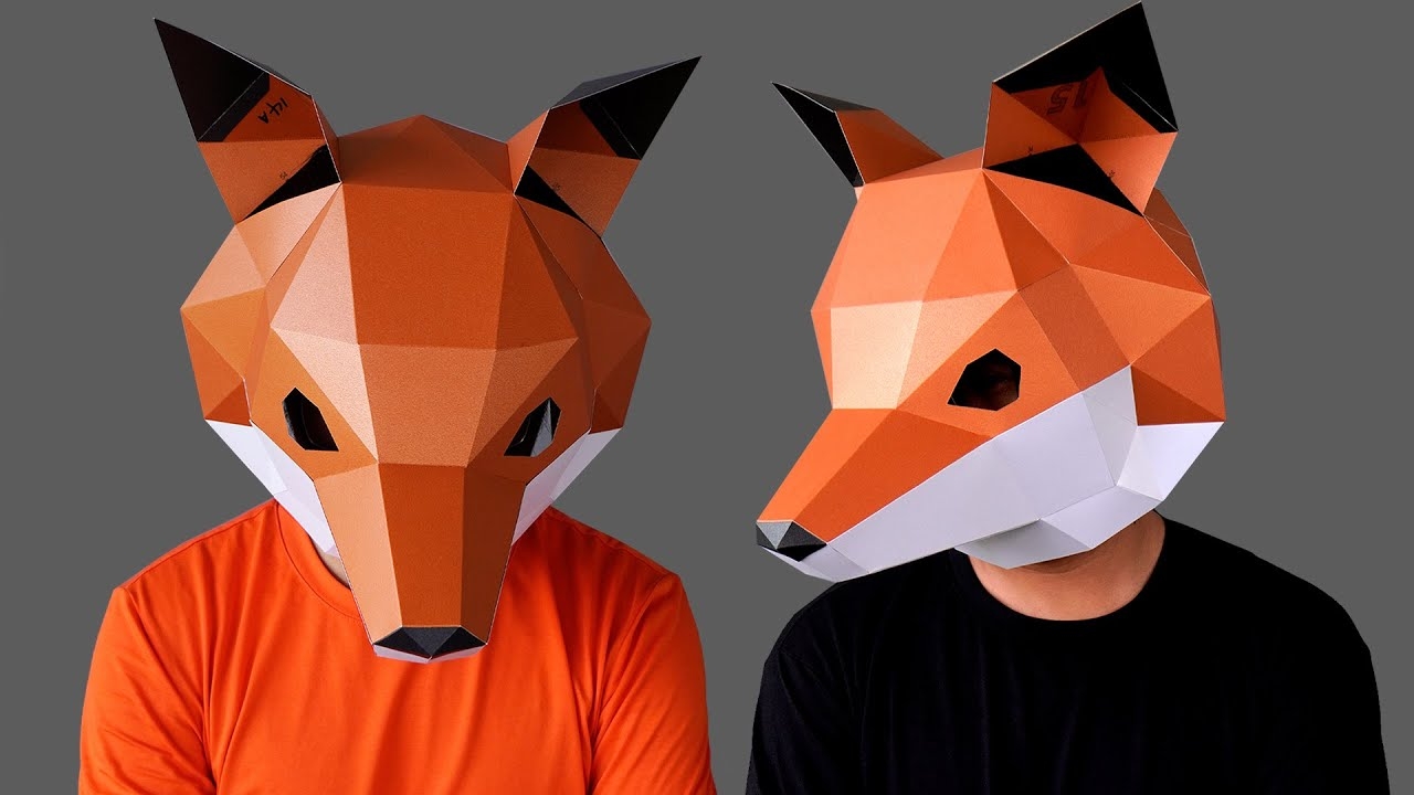 How To Make Fox Mask Low Poly Fox Mask Papercraft Mask Template And Animal Mask By 3dfancy YouTube