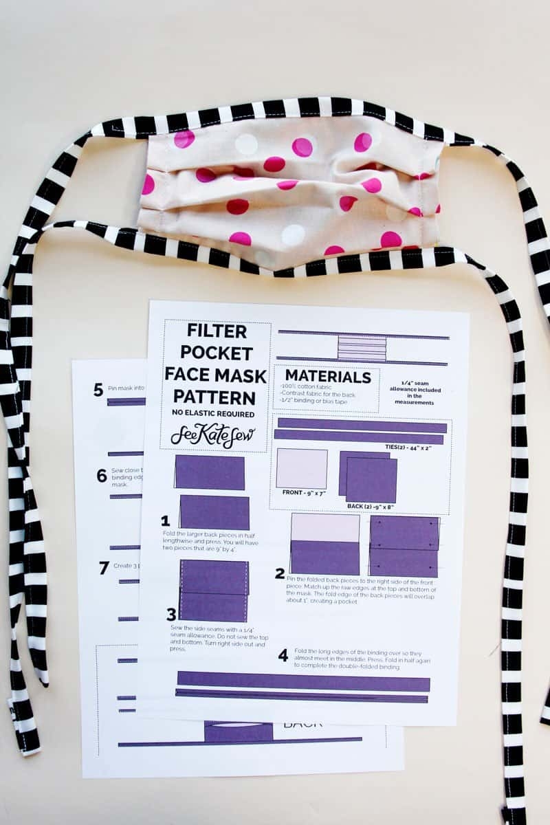How To Sew A Face Mask With Filter Pocket NO ELASTIC See Kate Sew