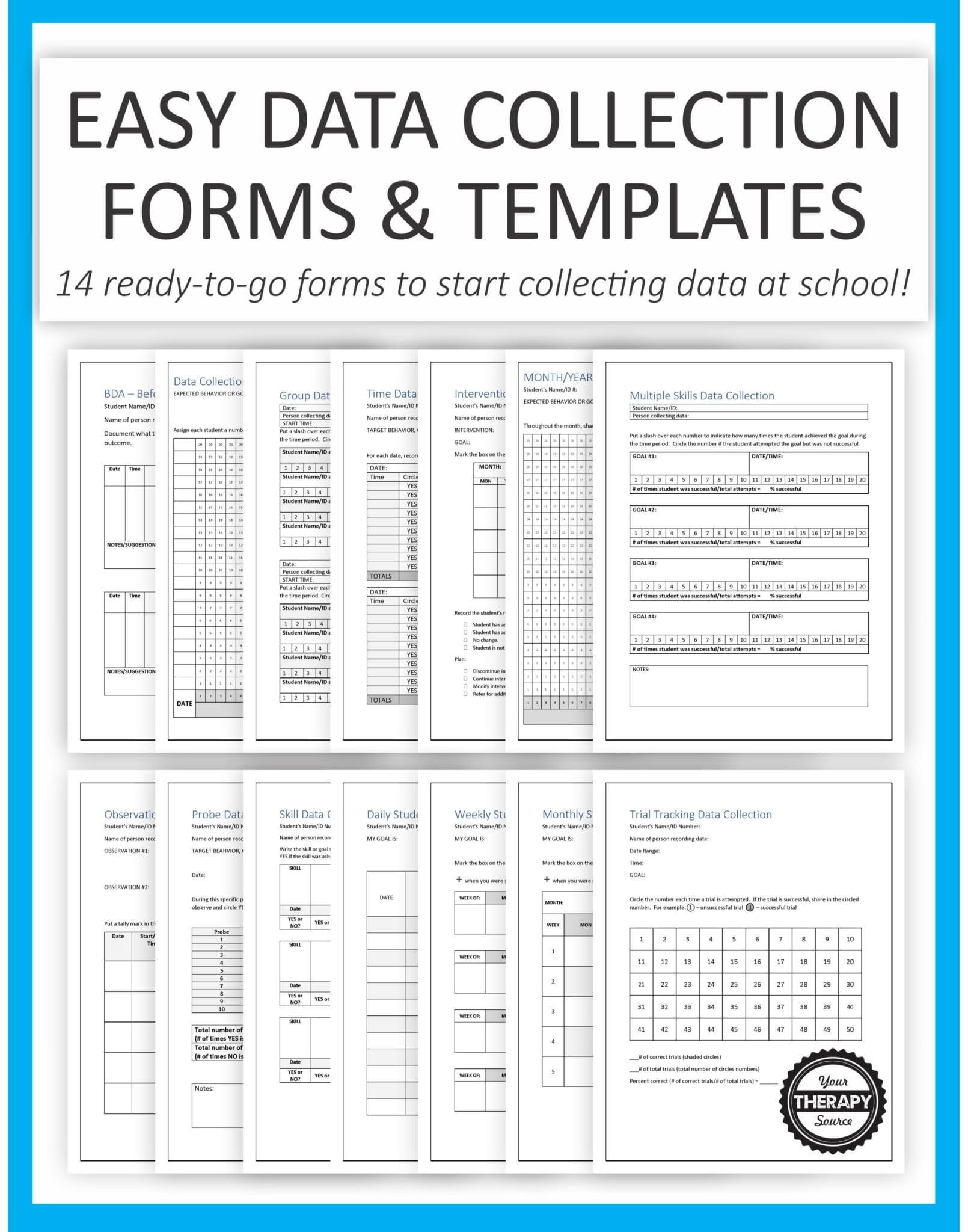 Free Printable Data Collection Sheets For Iep Goals