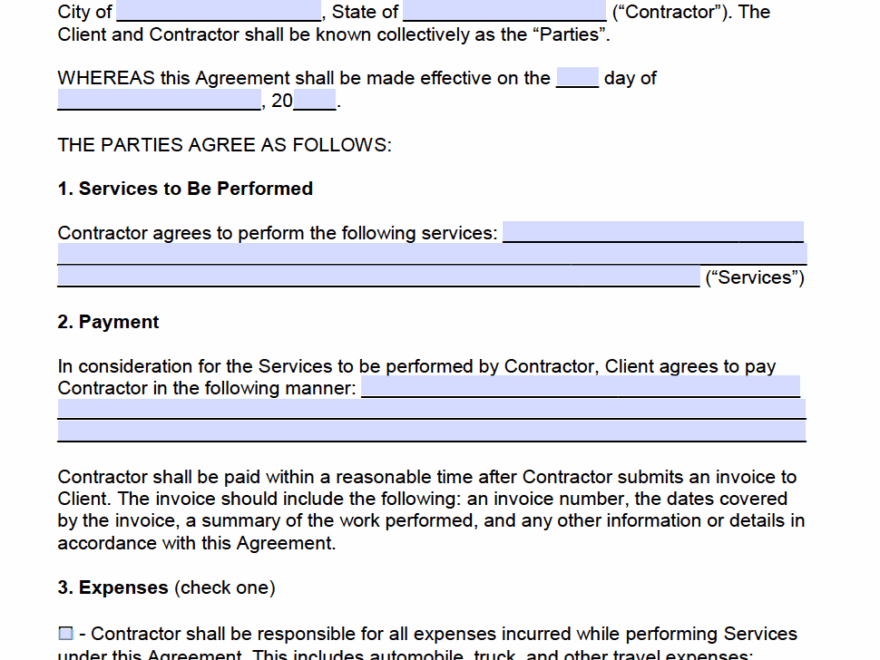 Independent Contractor Agreement PDF Word