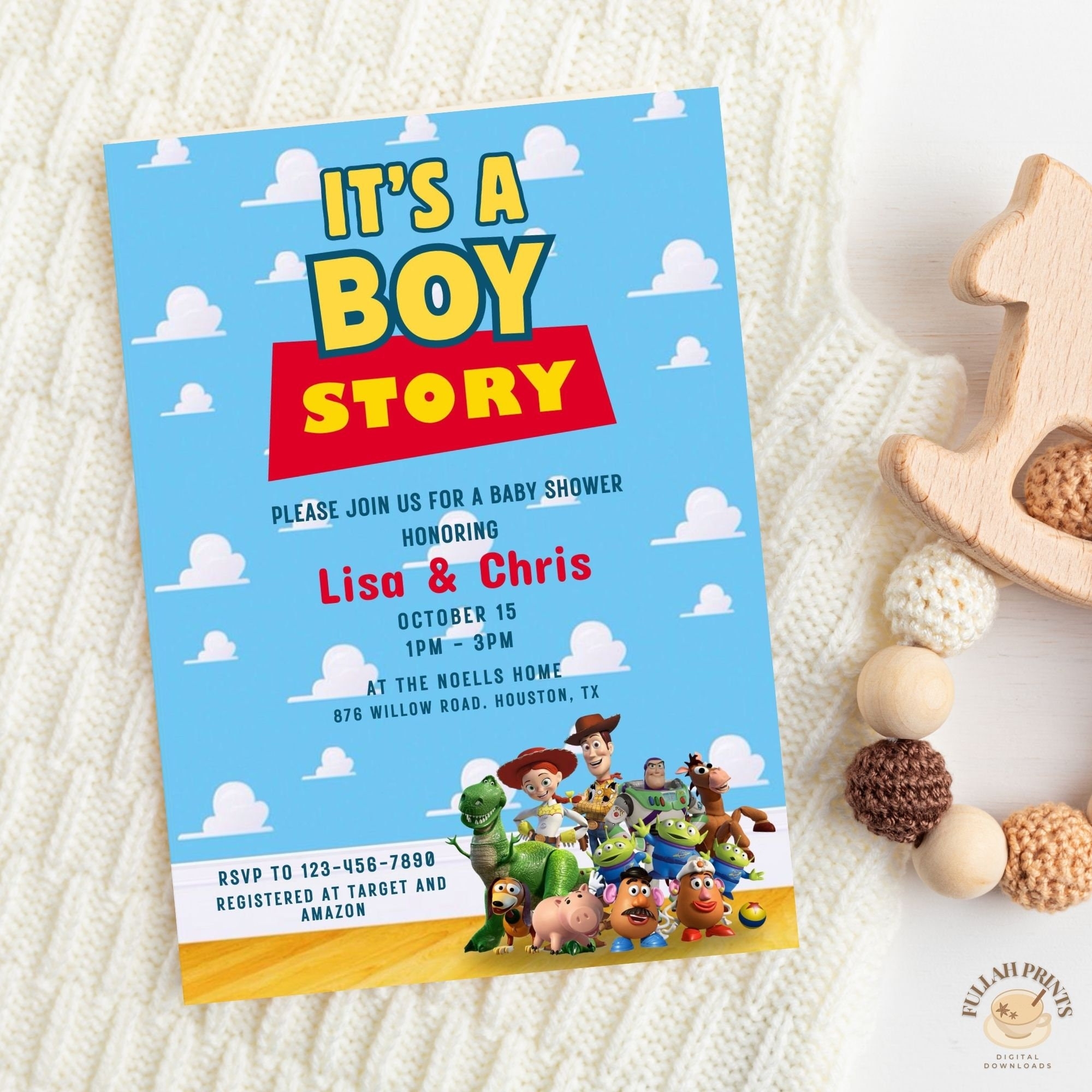 Its A Boy Story Baby Shower Invitation Toy Story Themed Baby Shower Invitation Baby Shower Invites For Boys Baby Shower Invite Template Etsy