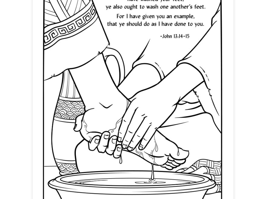 Jesus Washes His Disciples Feet Coloring Page Printable