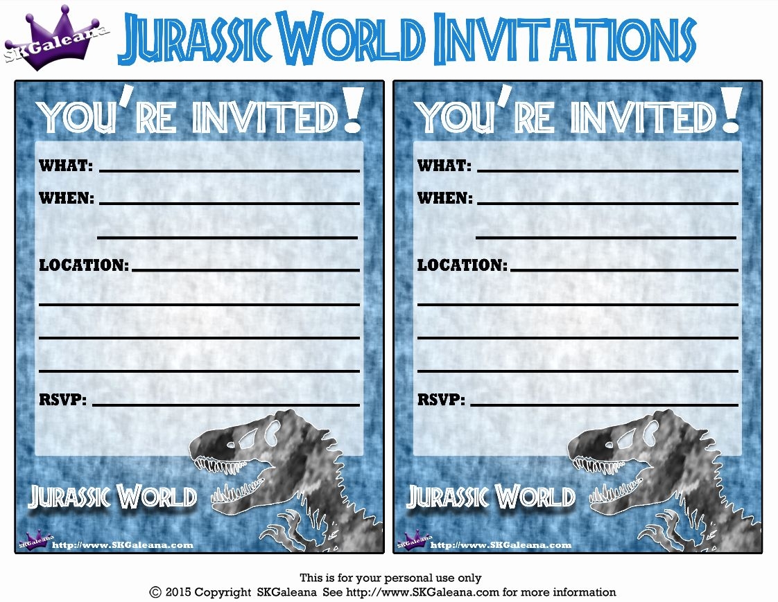 Jurassic World Invitation Template Free Worksheets Library