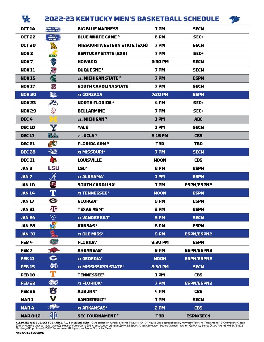 Kentucky Men s Basketball On X The Full 2022 23 Schedule Https t co zVndxnOiKo X