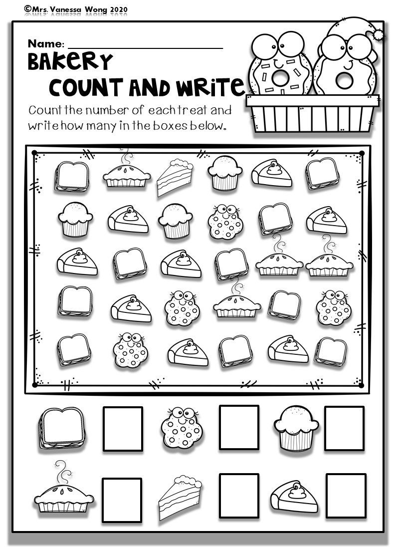 Kindergarten Math Worksheets Numbers 1 10 Counting Etsy Hong Kong
