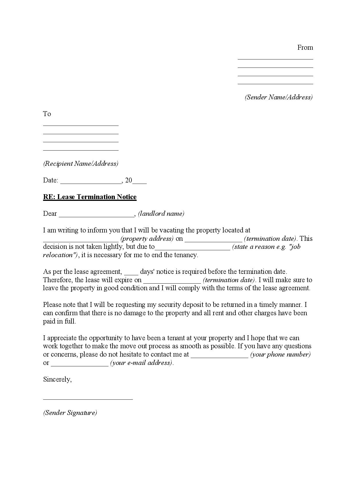 Free Printable Lease Termination Forms