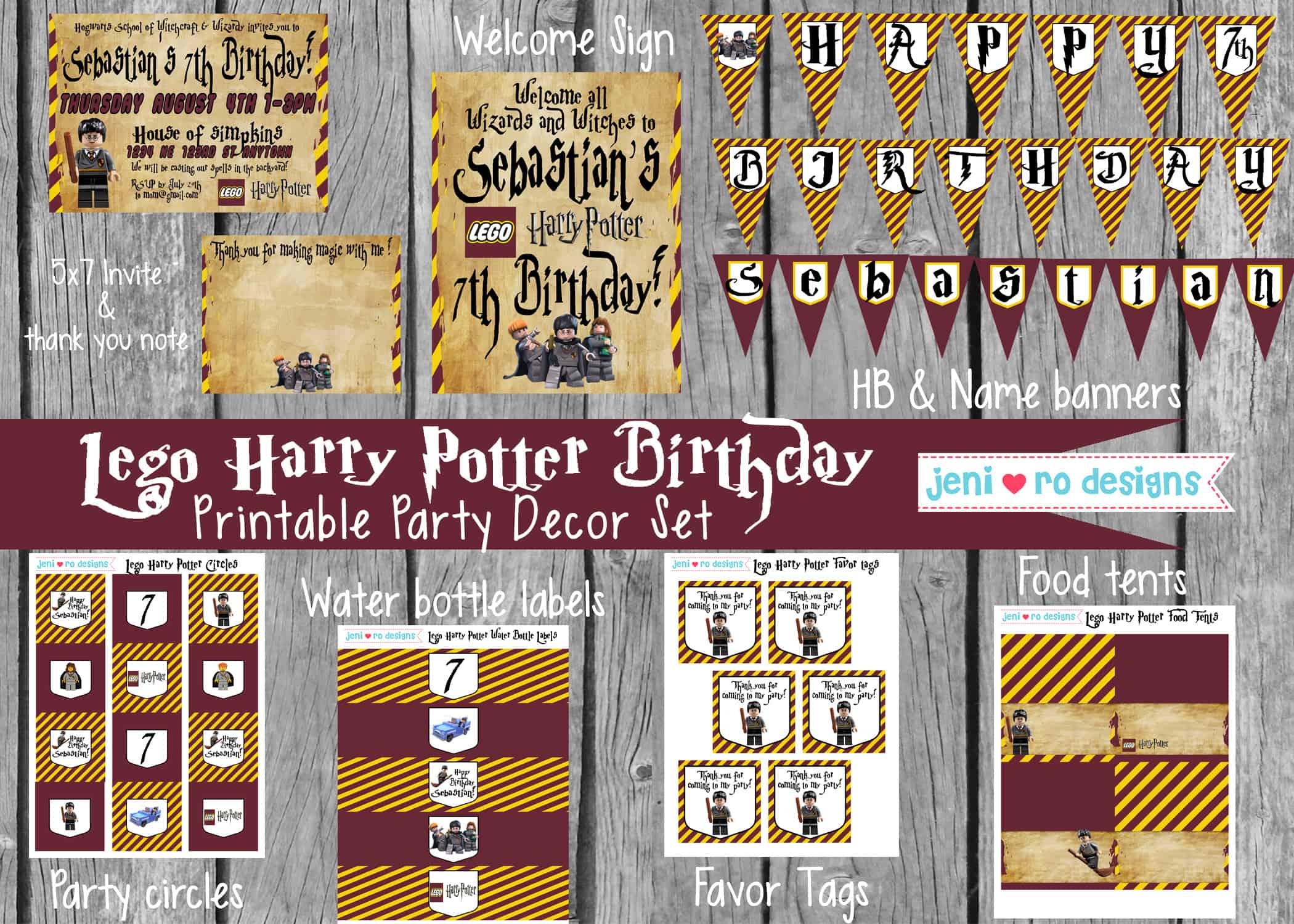 Lego Harry Potter Birthday Party Printable Set Jeni Ro Designs