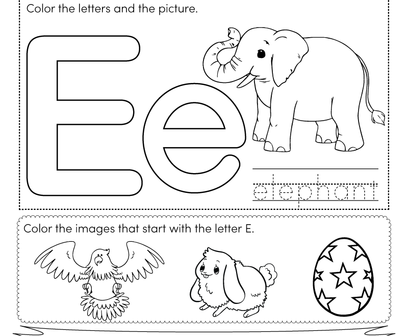 Letter E Coloring Worksheet Free Printable Digital PDF