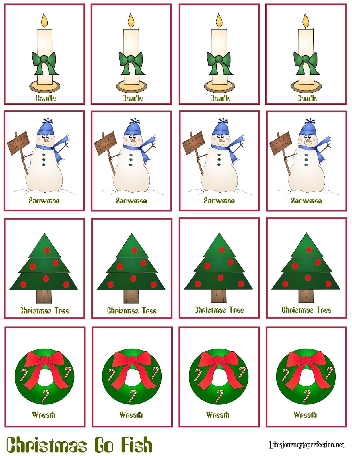 Life s Journey To Perfection Christmas Craft Christmas Go Fish Game Free Printables