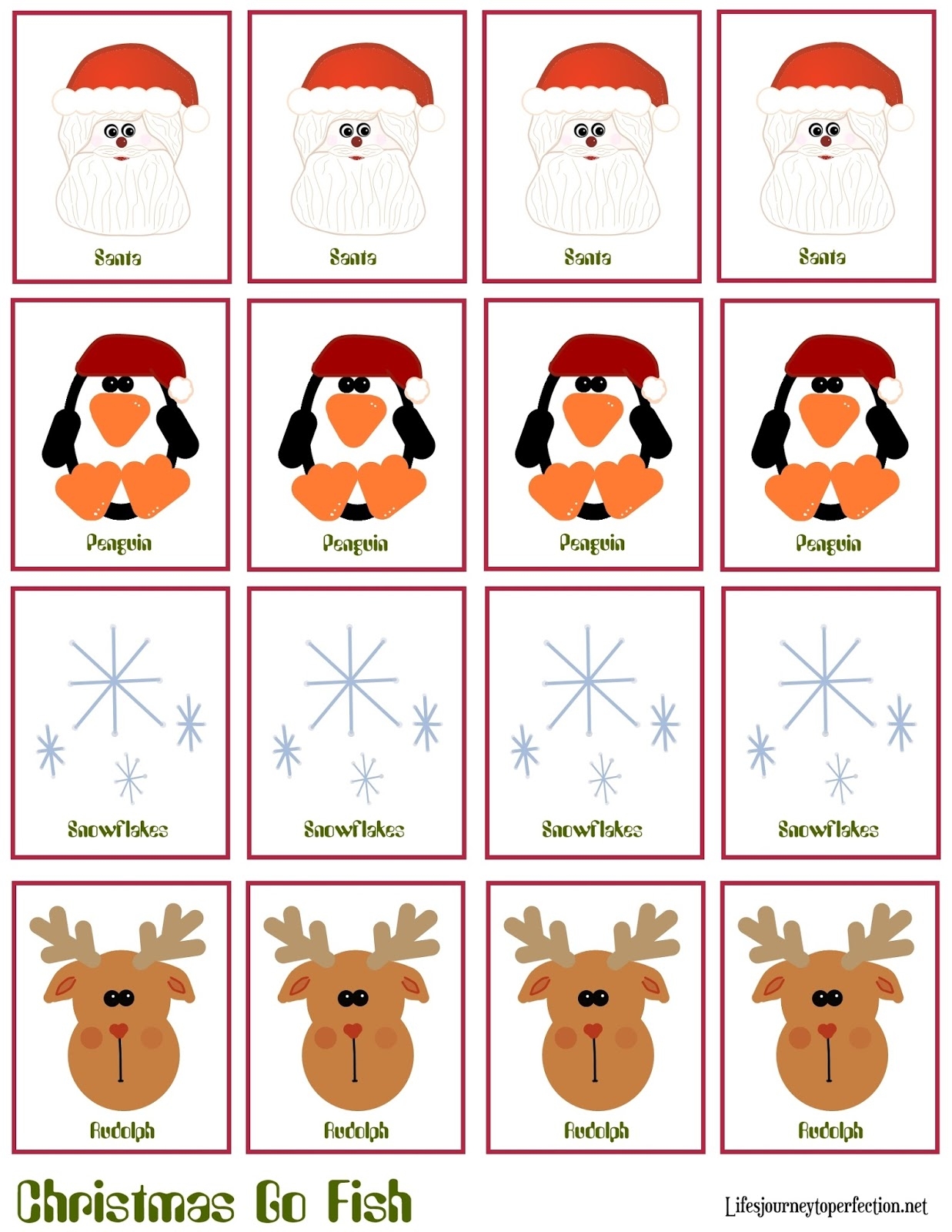 Life s Journey To Perfection Christmas Craft Christmas Go Fish Game Free Printables