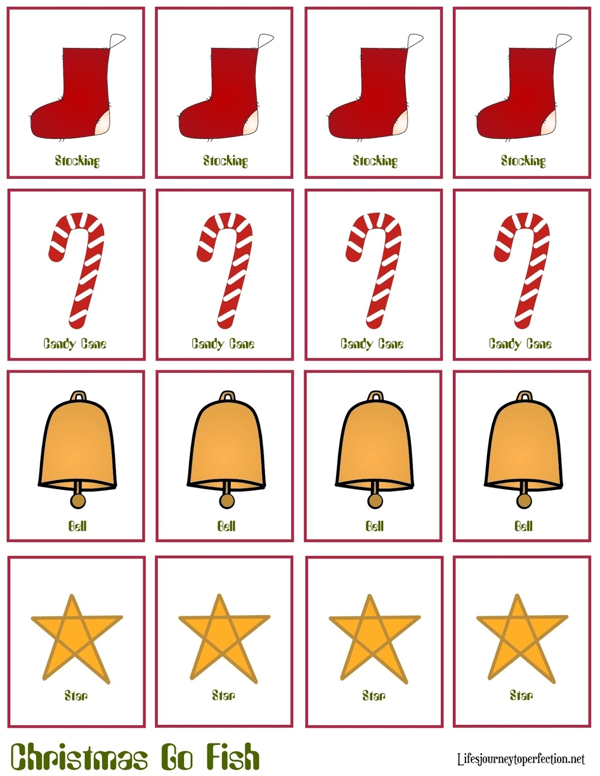 Life s Journey To Perfection Christmas Craft Christmas Go Fish Game Free Printables