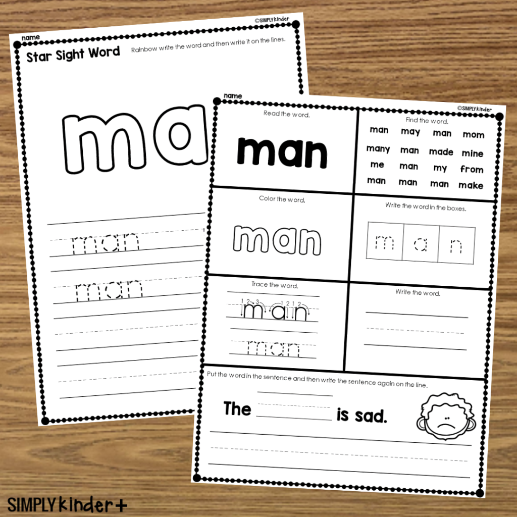 Printable Sight Words With Pictures
