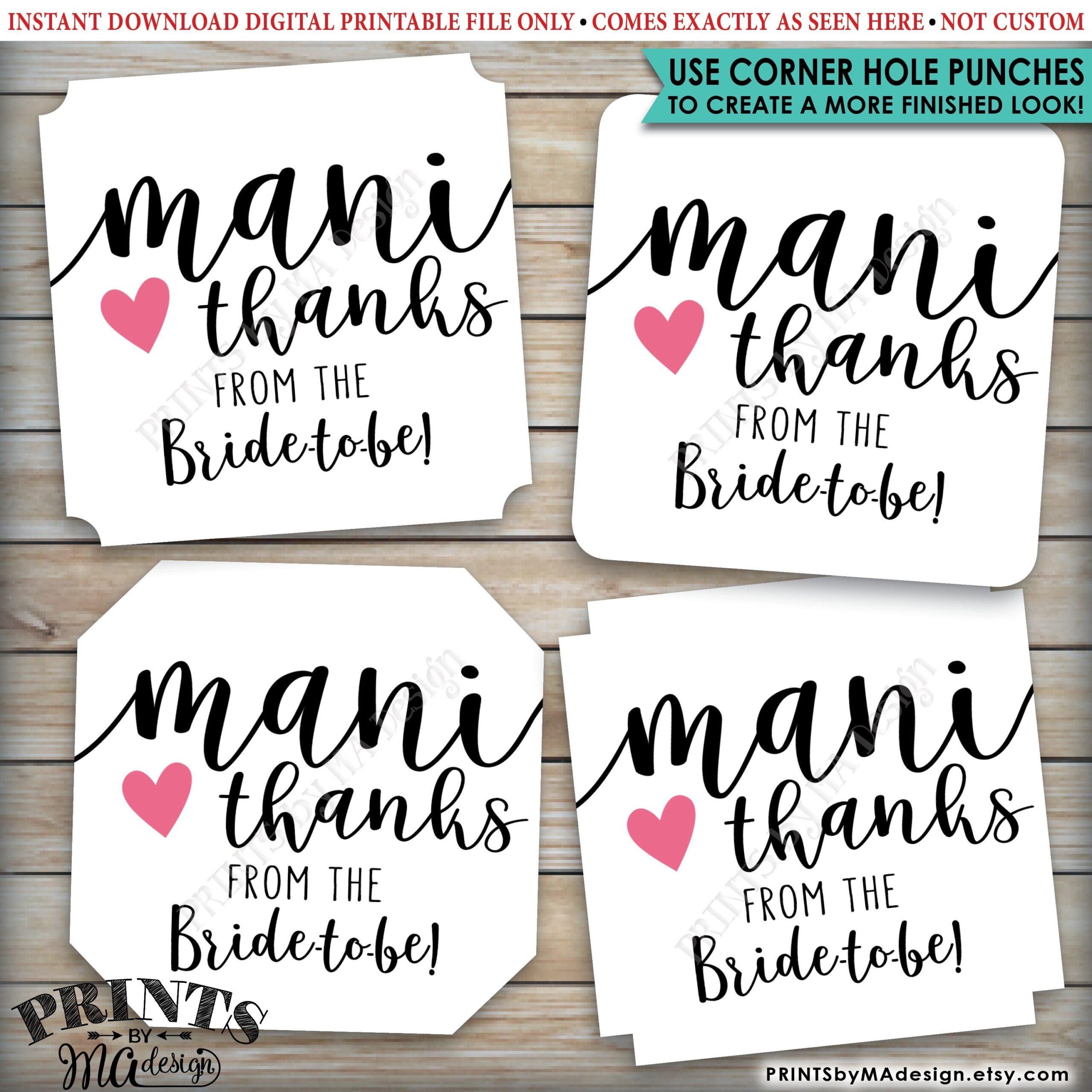 Mani Thanks Bridal Shower Free Printable