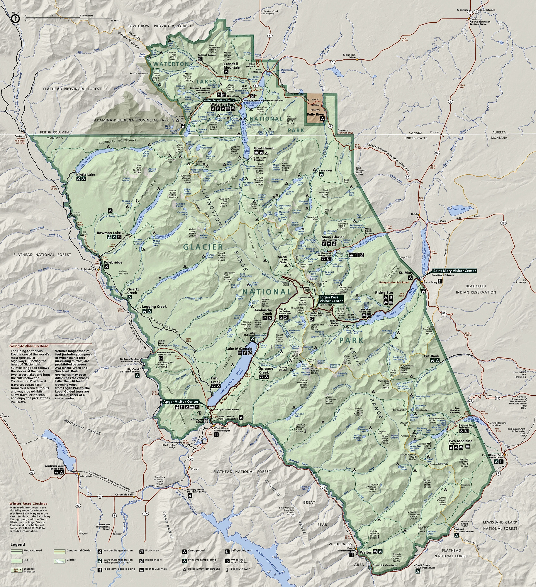 Printable Map Of Glacier National Park