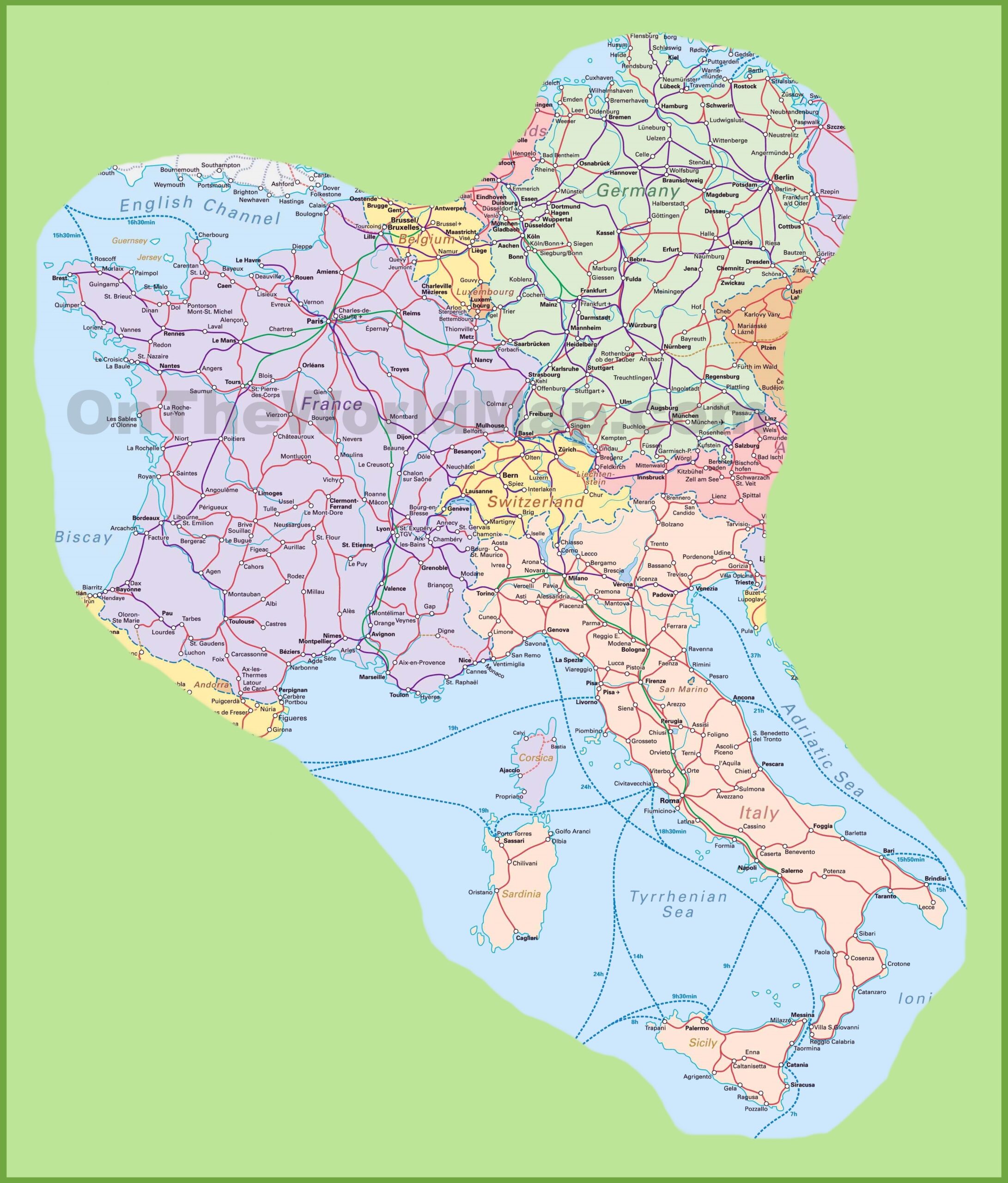 Map Of Switzerland Italy Germany And France Ontheworldmap