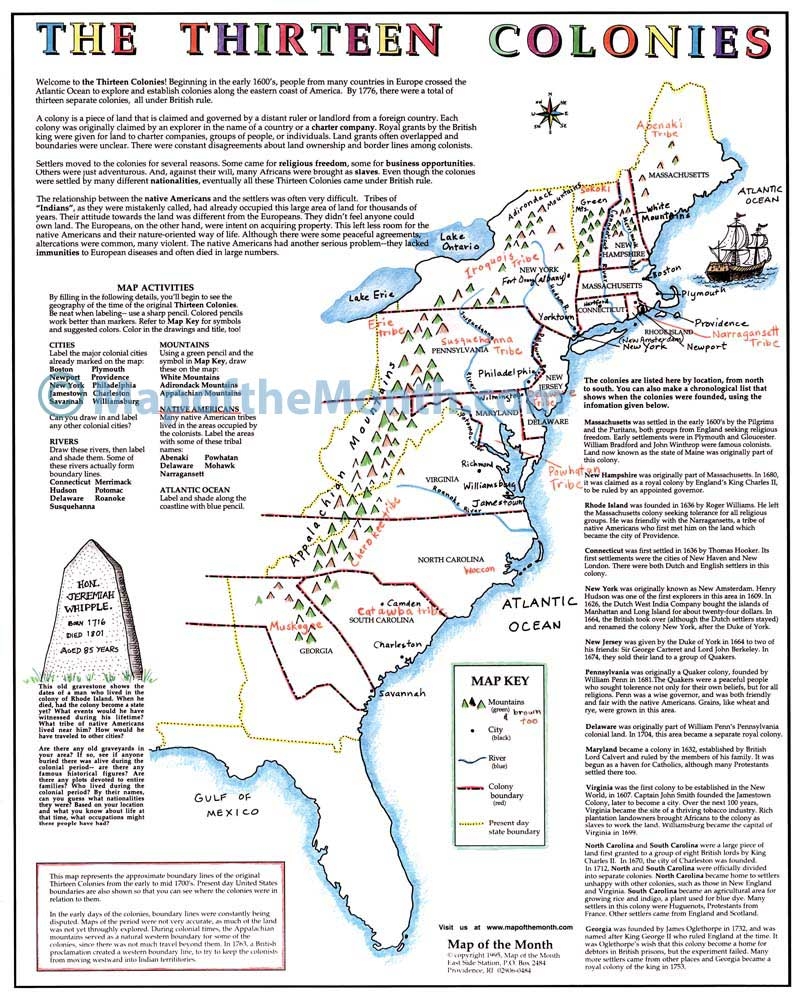 Mapping The Thirteen Colonies Maps For The Classroom
