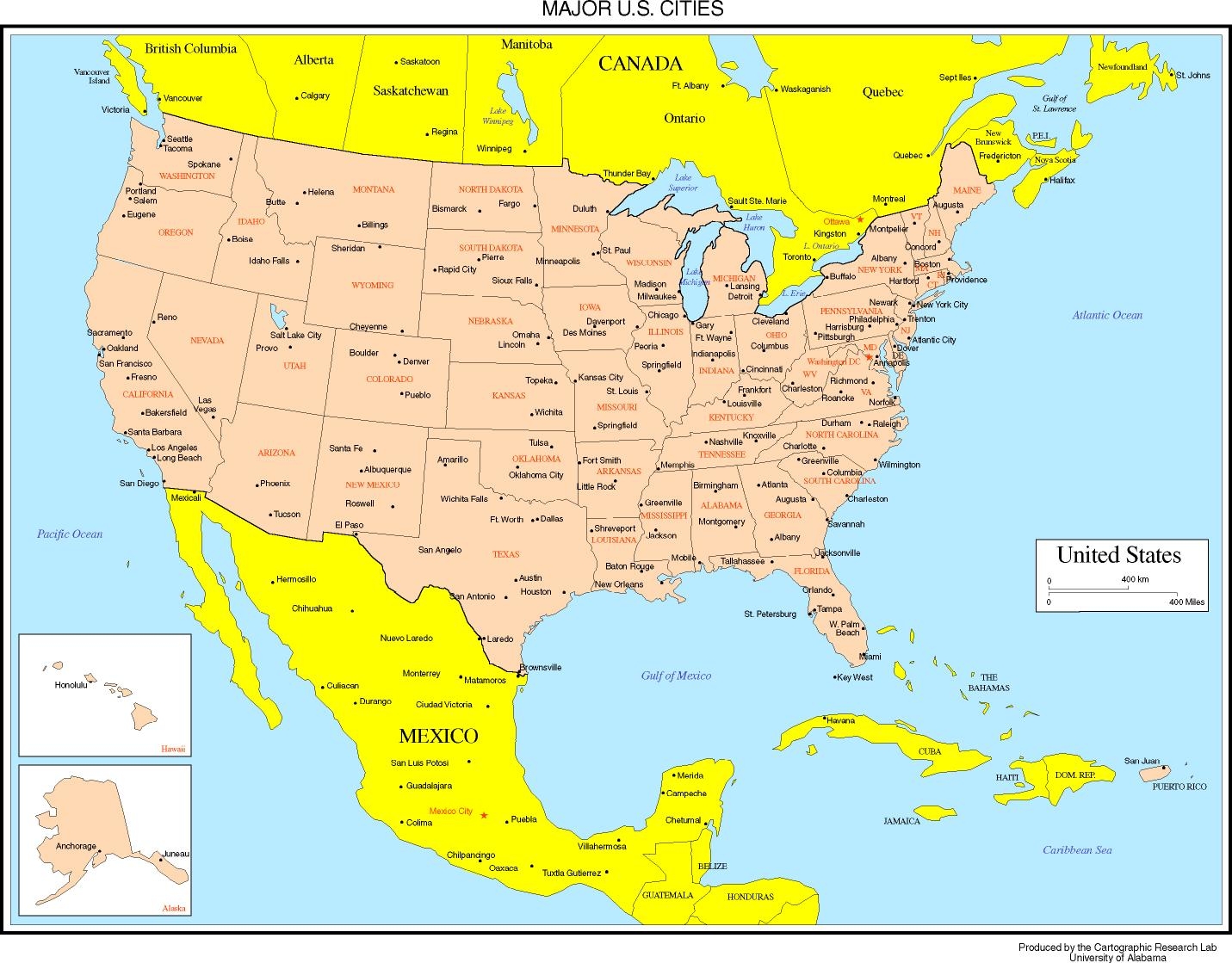 Printable Us Map With Cities